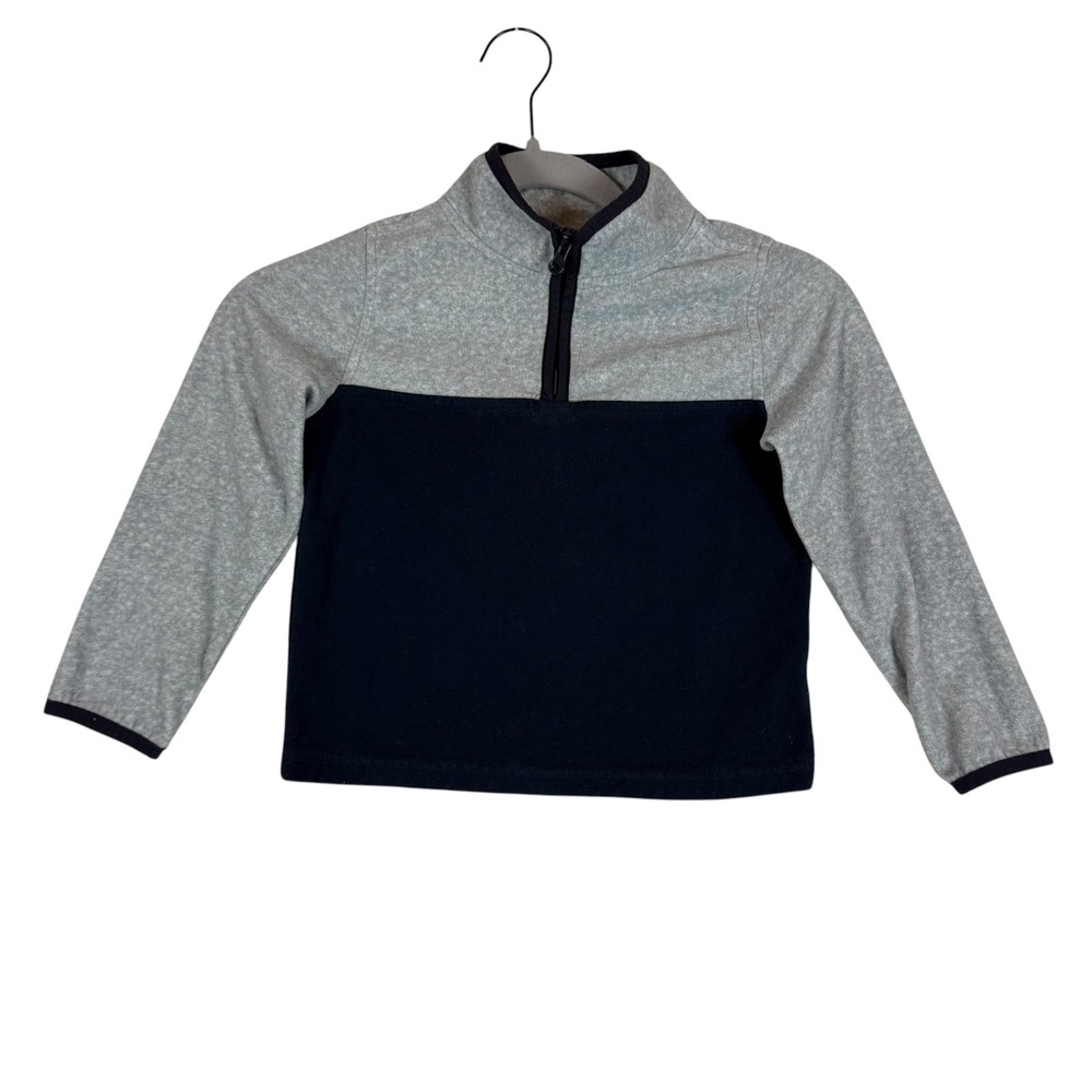 OshKosh B'gosh Sweatshirt Kids 5T Blue Gray Fleece 1/4 Zip Colorblock Pullover